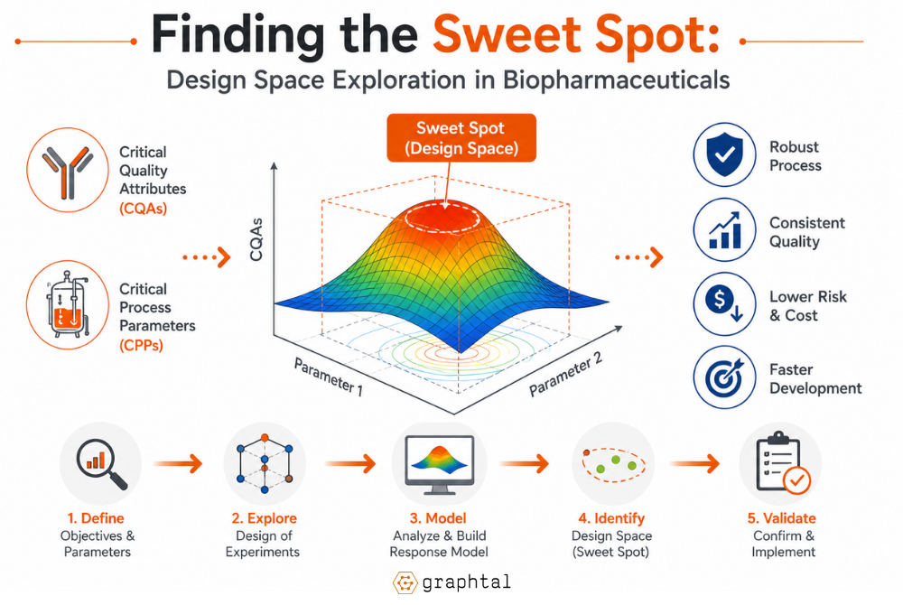 Finding the Sweet Spot: Design Space Exploration in Biopharmaceuticals